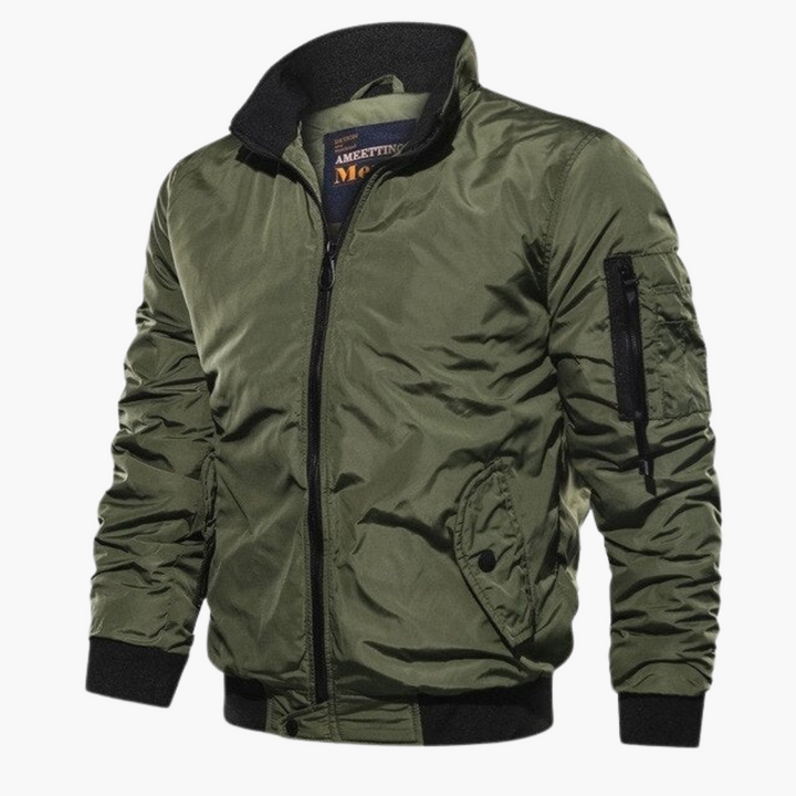 Herren Bomberjacke Stehkragen Hochwertiger Stoff Casual