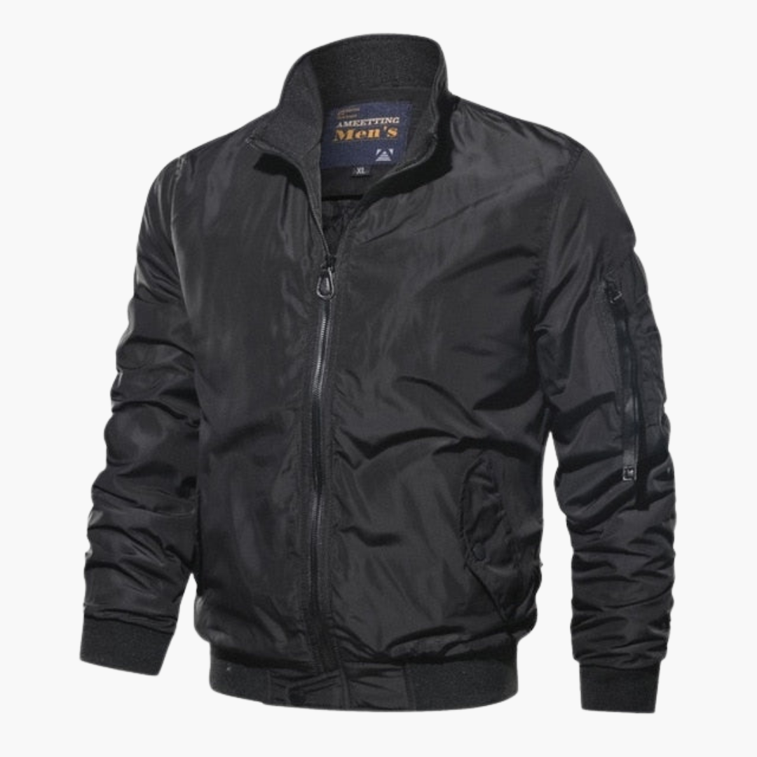 Herren Bomberjacke Stehkragen Hochwertiger Stoff Casual