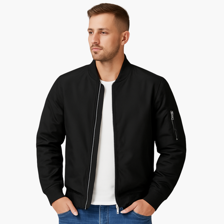 Herren Bomberjacke mit Reißverschlusstaschen und Rippdetails