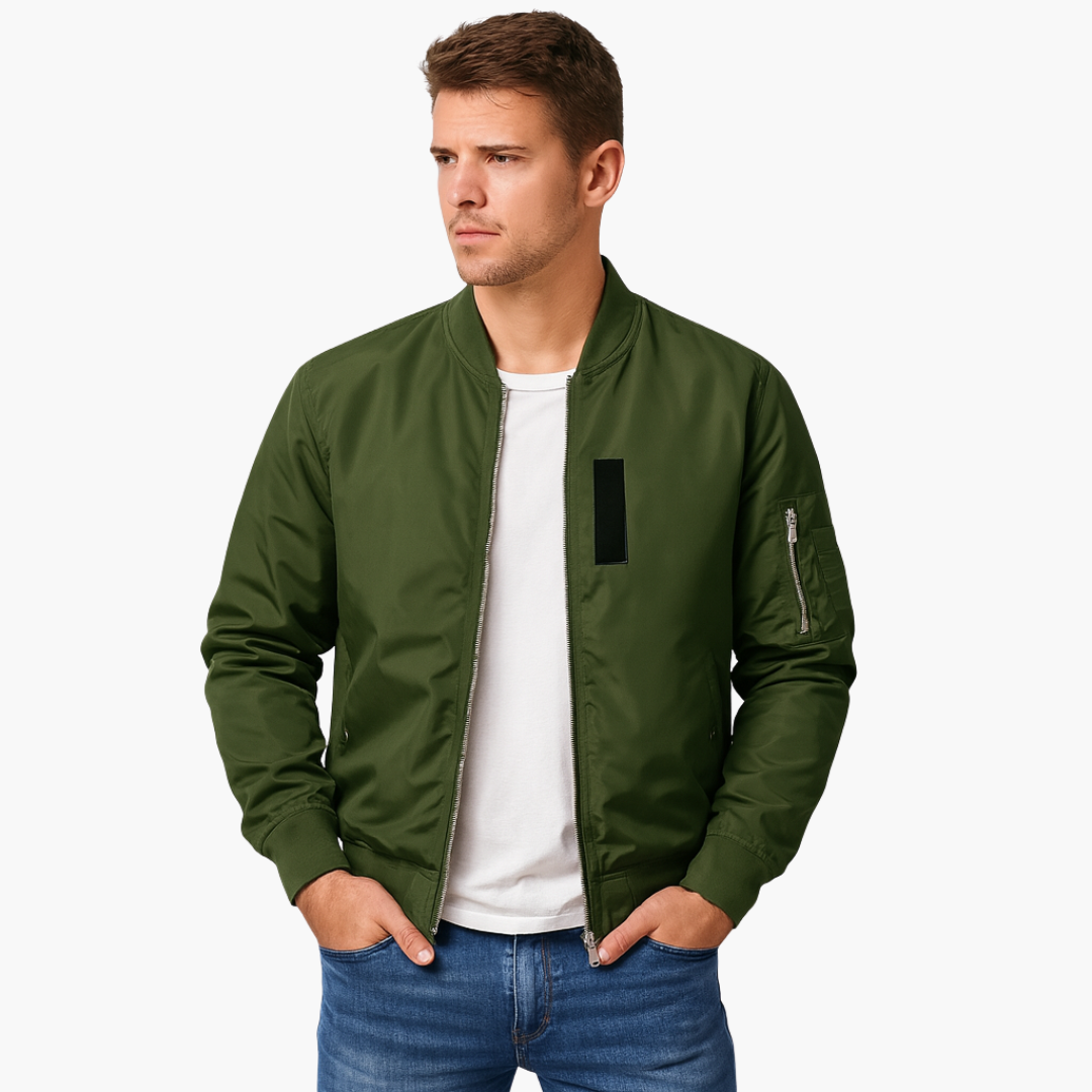 Herren Bomberjacke mit Reißverschlusstaschen und Rippdetails
