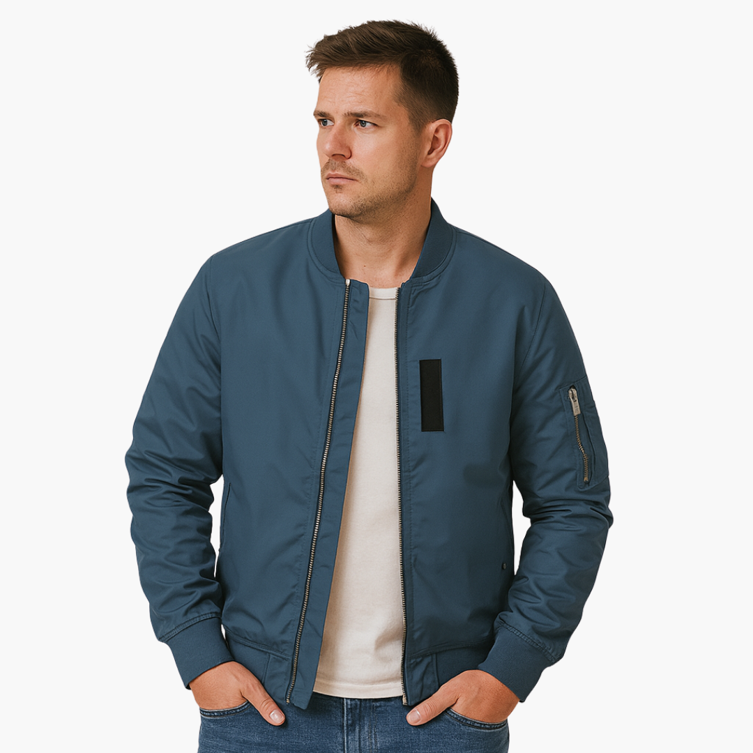Herren Bomberjacke mit Reißverschlusstaschen und Rippdetails