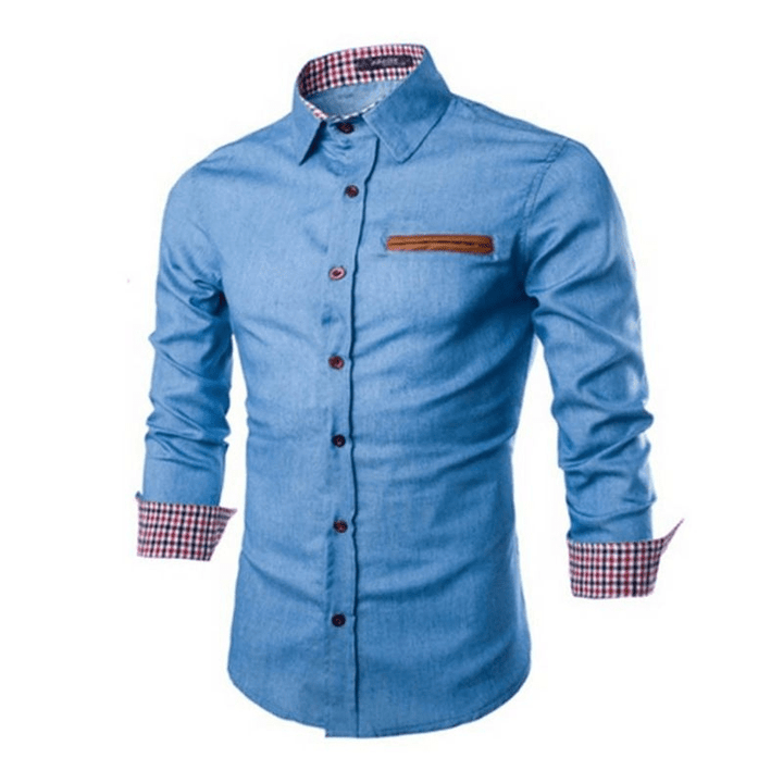 Chemise en denim pour homme à manches longues