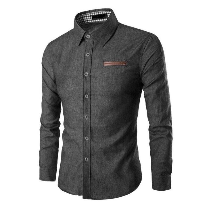 Chemise en denim pour homme à manches longues