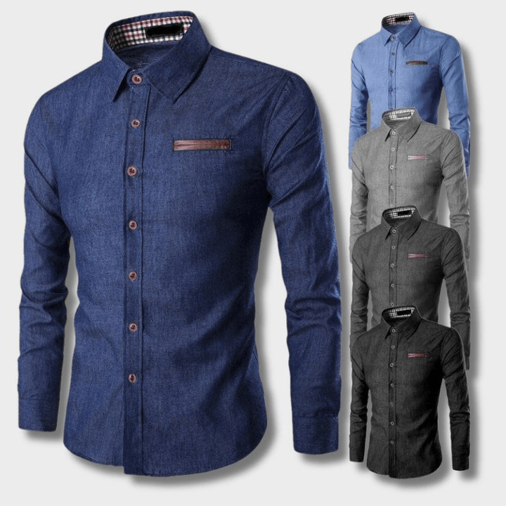 Chemise en denim pour homme à manches longues