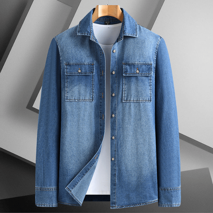Chemise en denim pour hommes en coton style décontracté
