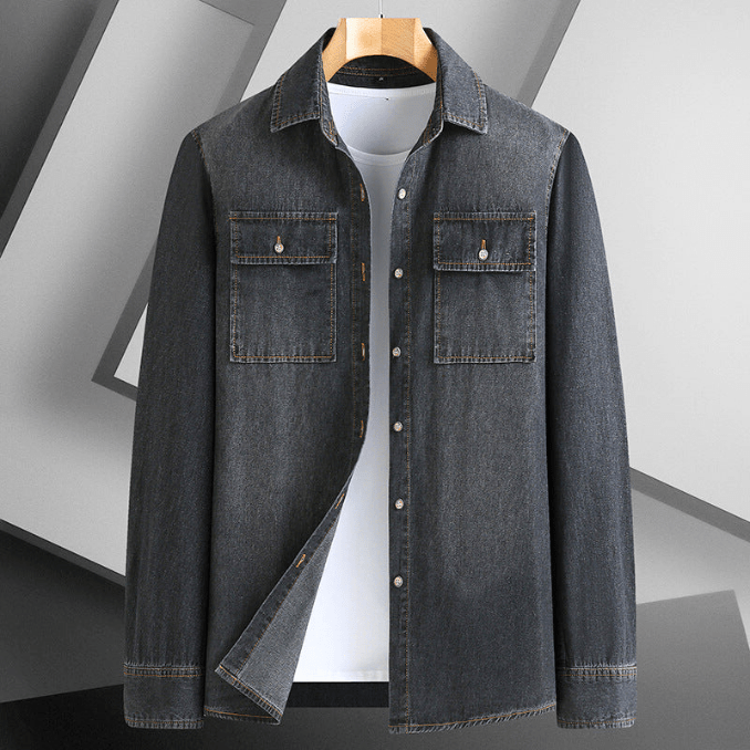 Chemise en denim pour hommes en coton style décontracté