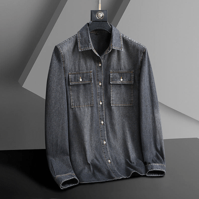 Chemise en denim pour hommes en coton style décontracté