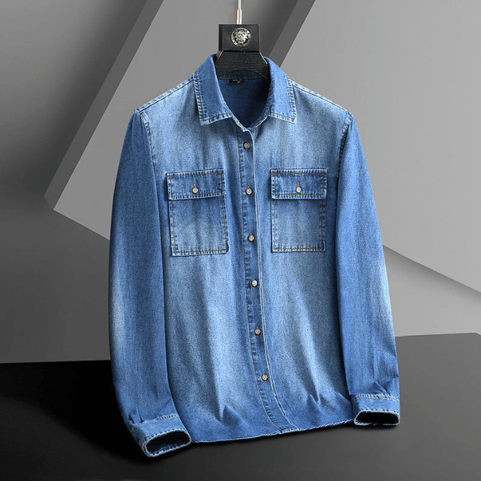 Chemise en denim pour hommes en coton style décontracté