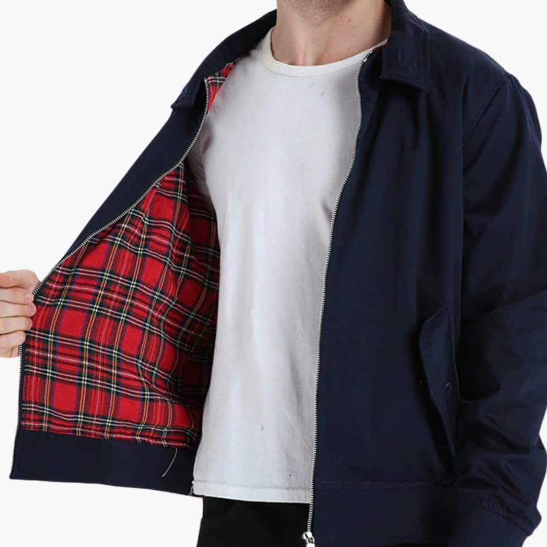 Herren Jacke mit Rippbündchen - markanten Stehkragen