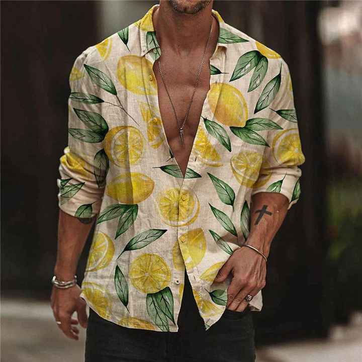 Chemise homme avec imprimé citron – Aérée, confortable, à la mode