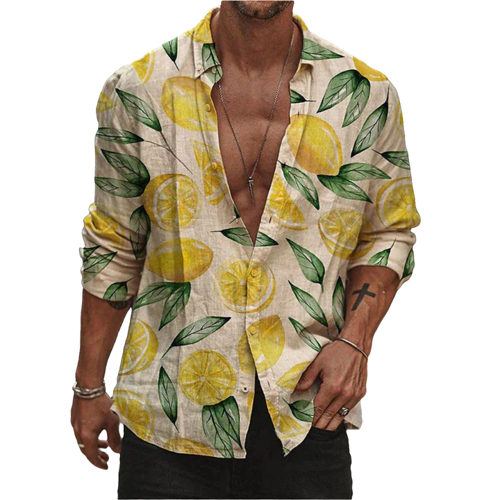 Chemise homme avec imprimé citron – Aérée, confortable, à la mode