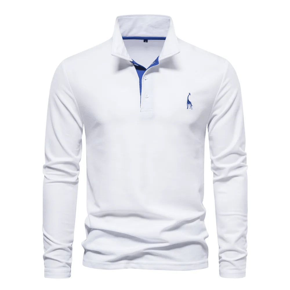 Polo à manches longues pour homme avec détails élégants en coton de haute qualité