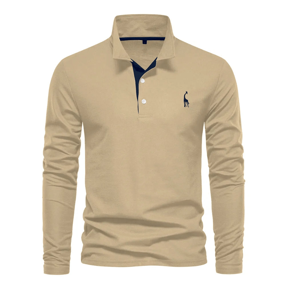 Polo à manches longues pour homme avec détails élégants en coton de haute qualité