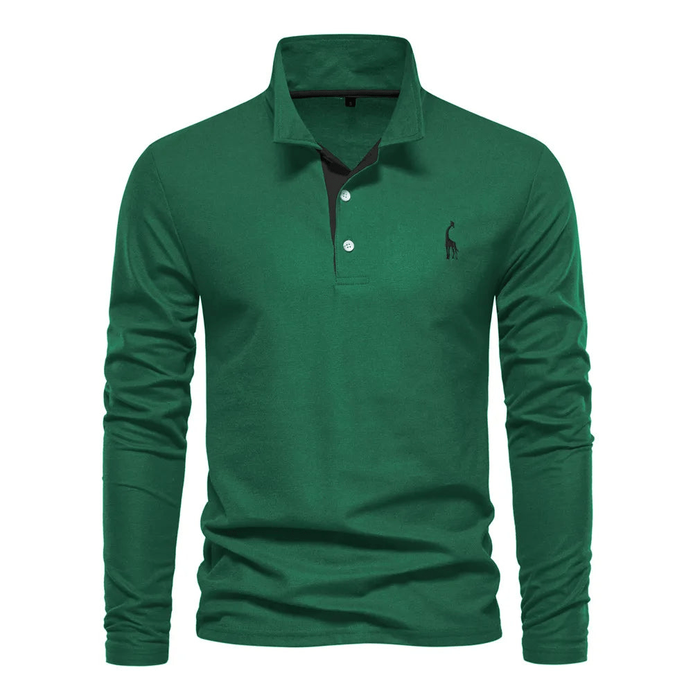 Polo à manches longues pour homme avec détails élégants en coton de haute qualité