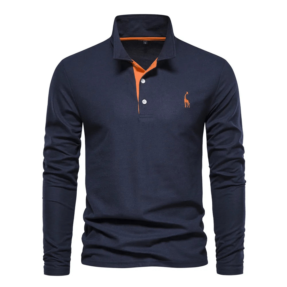 Polo à manches longues pour homme avec détails élégants en coton de haute qualité