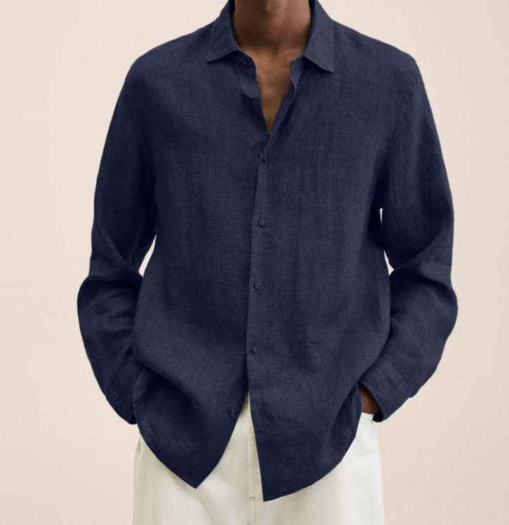 Chemise homme à manches longues en lin élégante – Coupe confortable pour le quotidien et le bureau