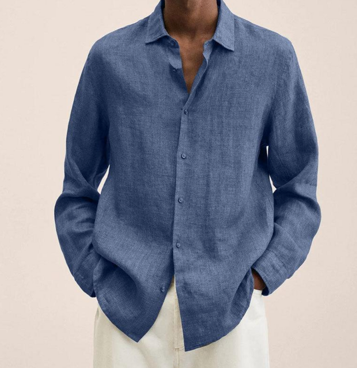 Chemise homme à manches longues en lin élégante – Coupe confortable pour le quotidien et le bureau