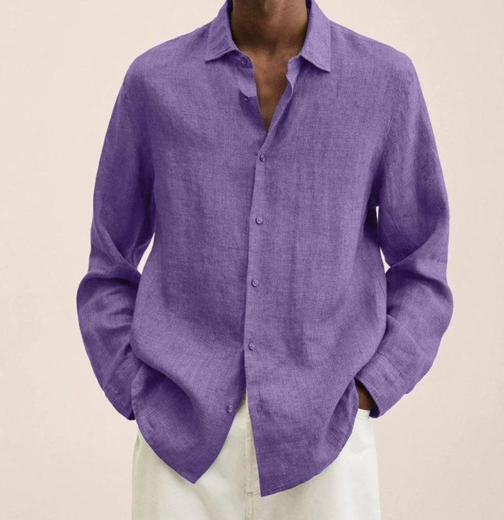 Chemise homme à manches longues en lin élégante – Coupe confortable pour le quotidien et le bureau
