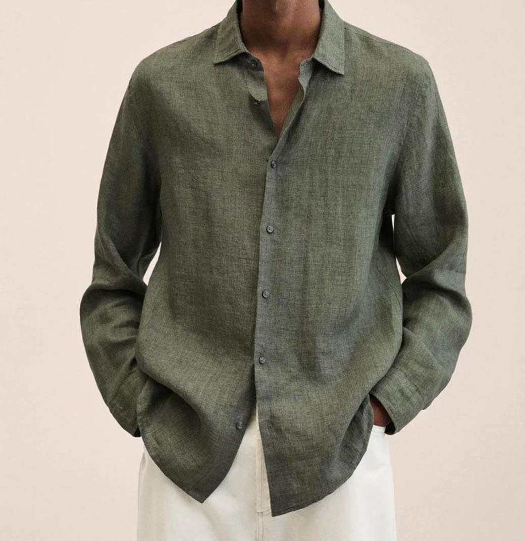 Chemise homme à manches longues en lin élégante – Coupe confortable pour le quotidien et le bureau