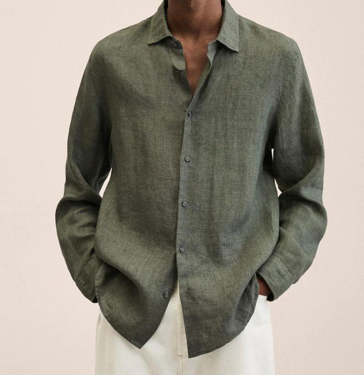 Chemise homme à manches longues en lin élégante – Coupe confortable pour le quotidien et le bureau