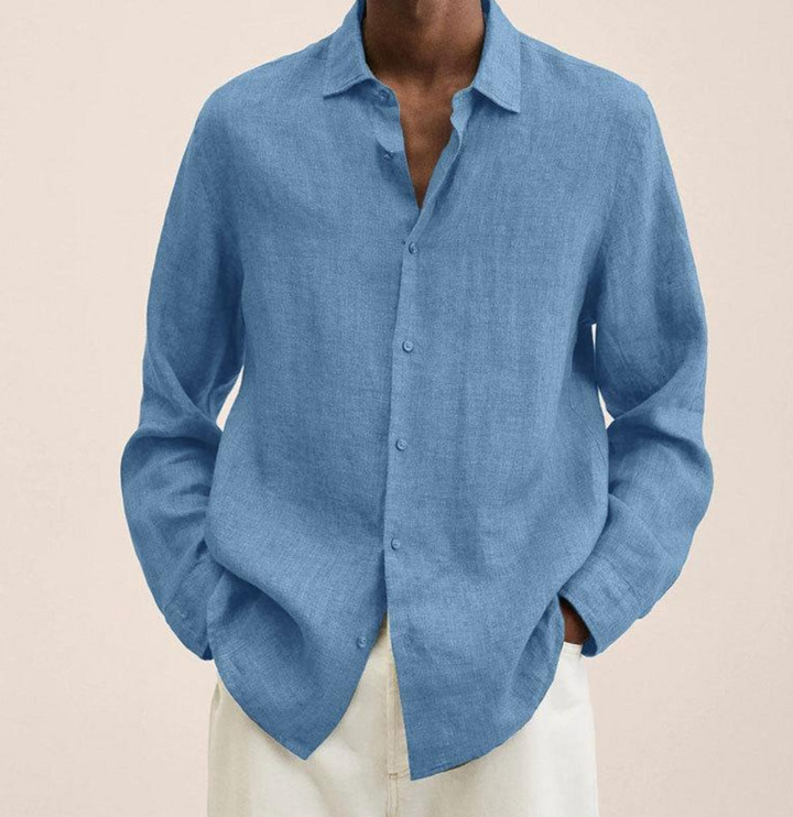 Chemise homme à manches longues en lin élégante – Coupe confortable pour le quotidien et le bureau