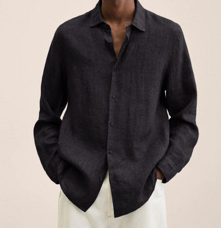 Chemise homme à manches longues en lin élégante – Coupe confortable pour le quotidien et le bureau