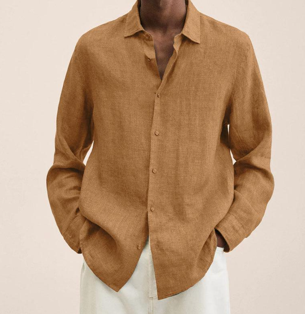 Chemise homme à manches longues en lin élégante – Coupe confortable pour le quotidien et le bureau