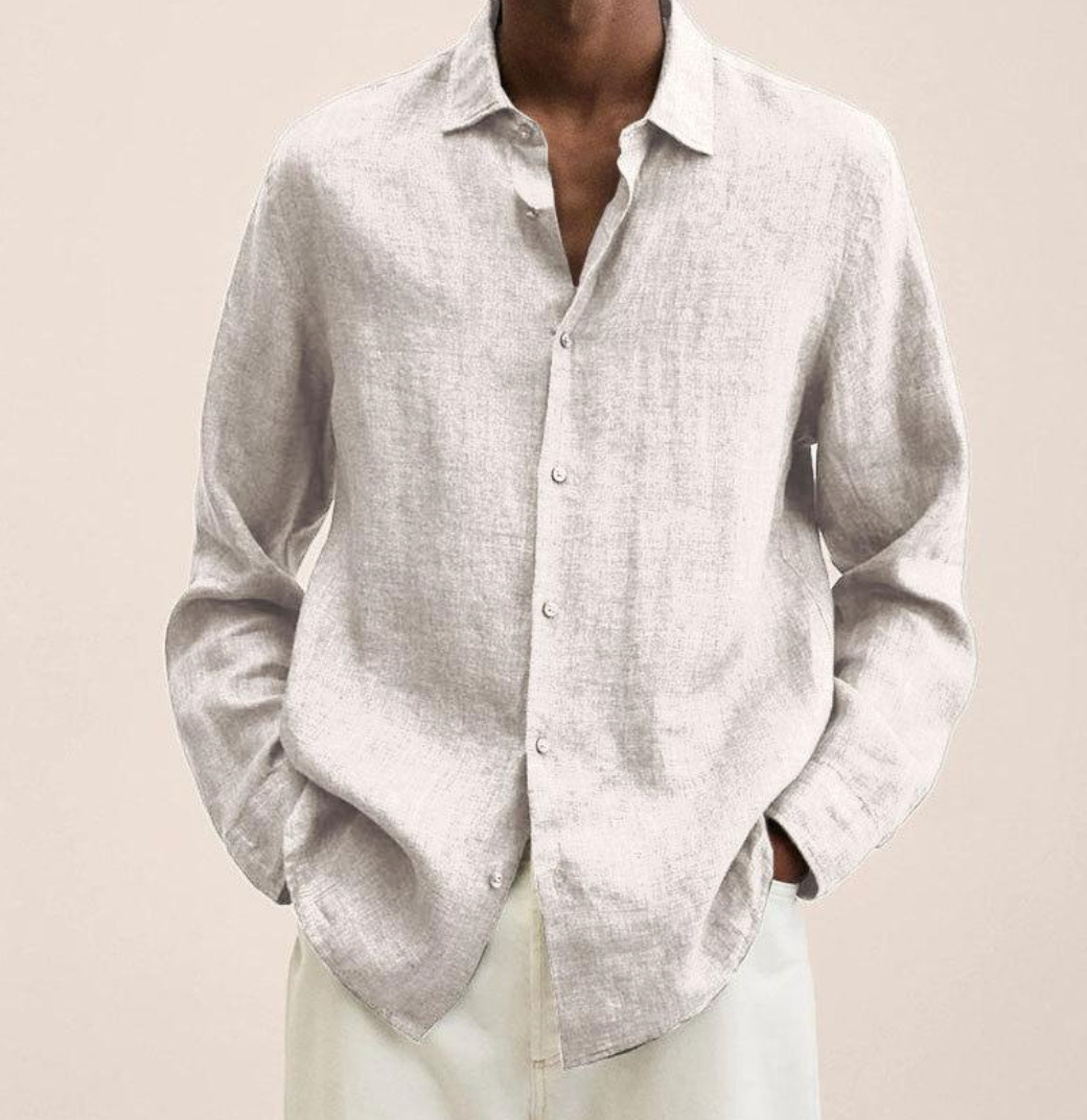 Chemise homme à manches longues en lin élégante – Coupe confortable pour le quotidien et le bureau
