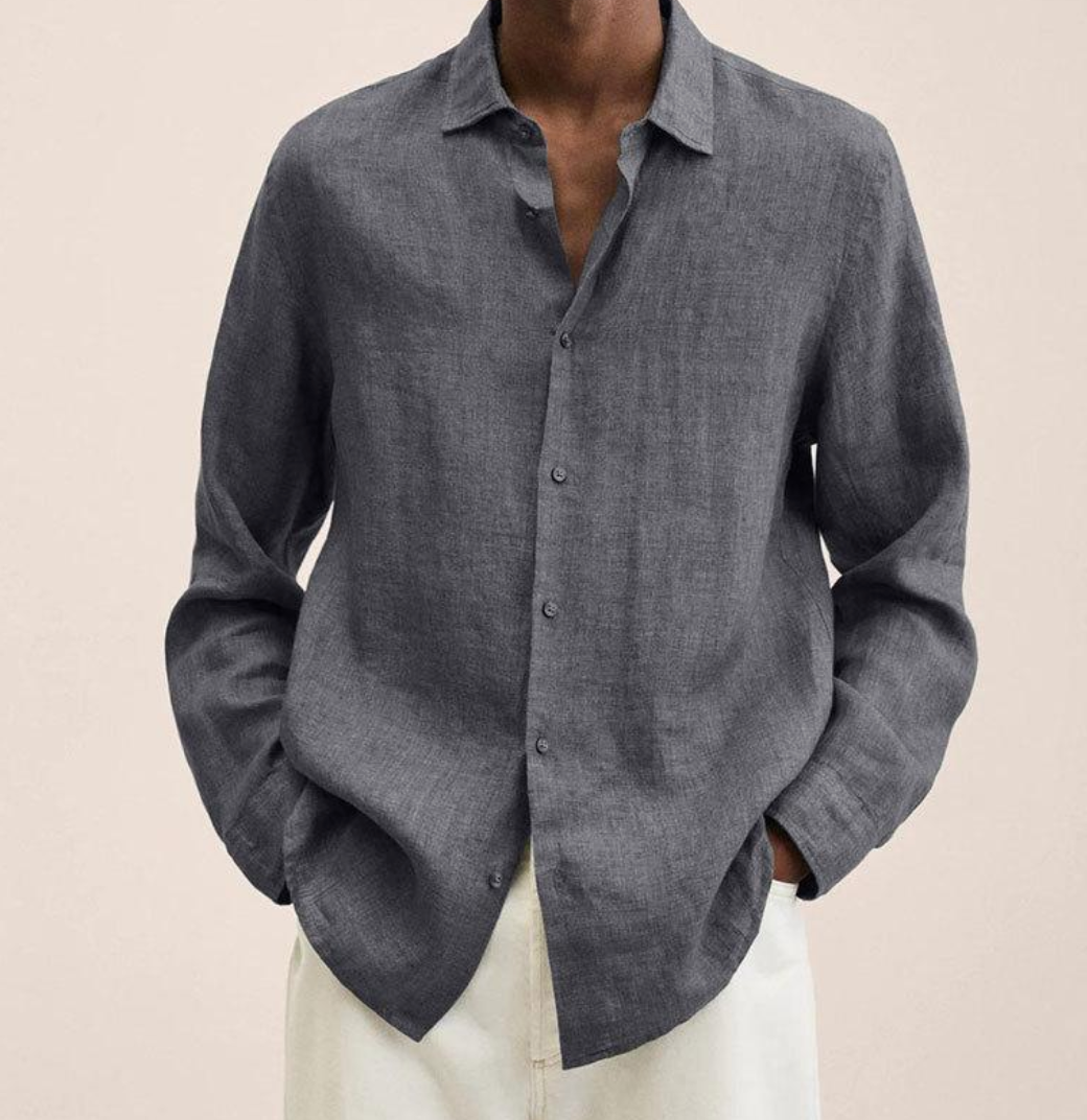 Chemise homme à manches longues en lin élégante – Coupe confortable pour le quotidien et le bureau