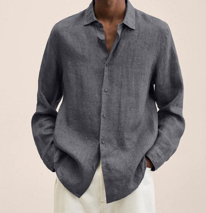 Chemise homme à manches longues en lin élégante – Coupe confortable pour le quotidien et le bureau