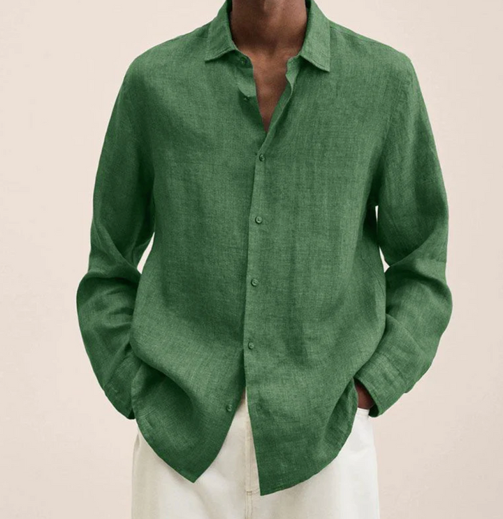 Chemise homme à manches longues en lin élégante – Coupe confortable pour le quotidien et le bureau