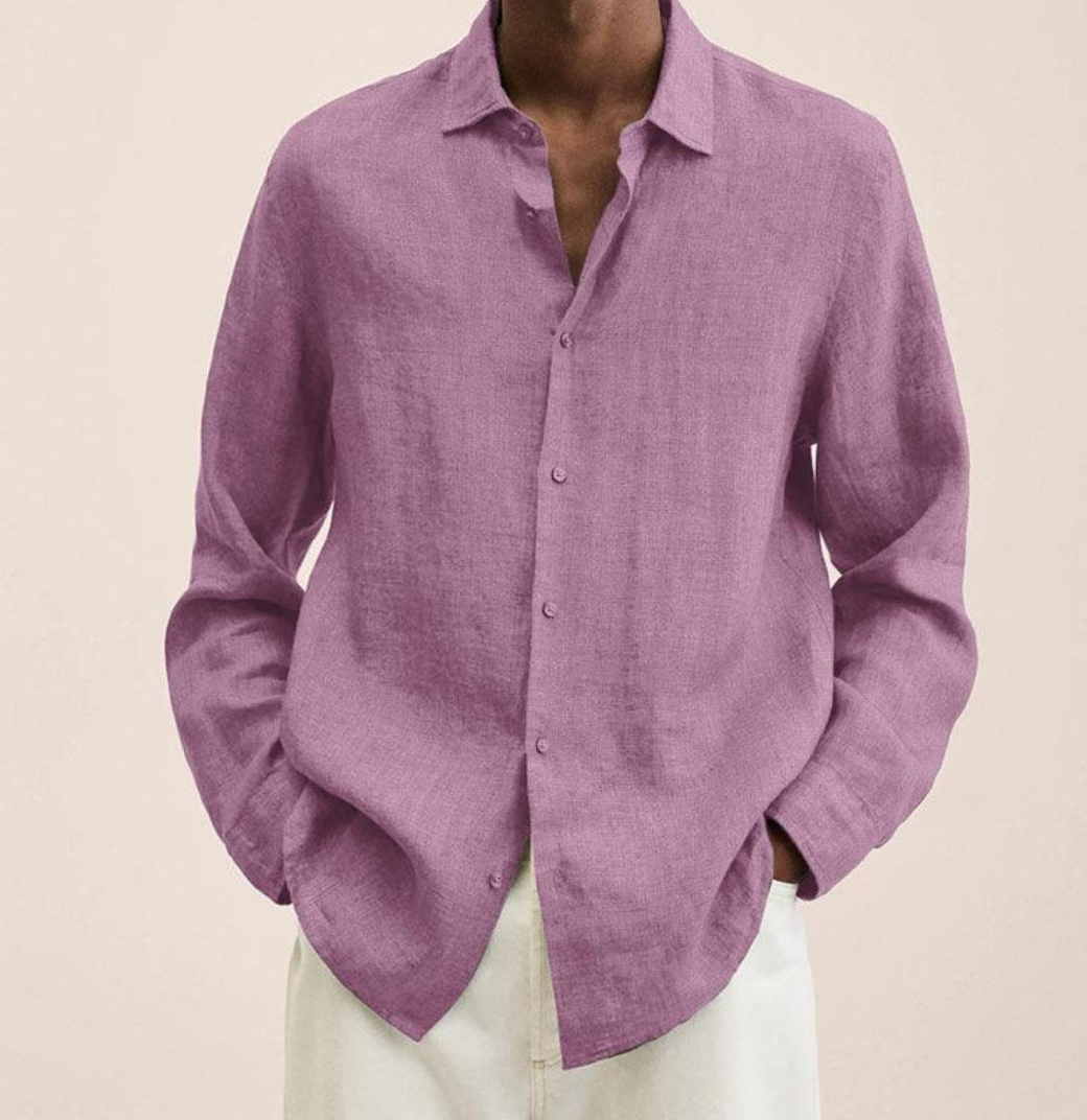 Chemise homme à manches longues en lin élégante – Coupe confortable pour le quotidien et le bureau
