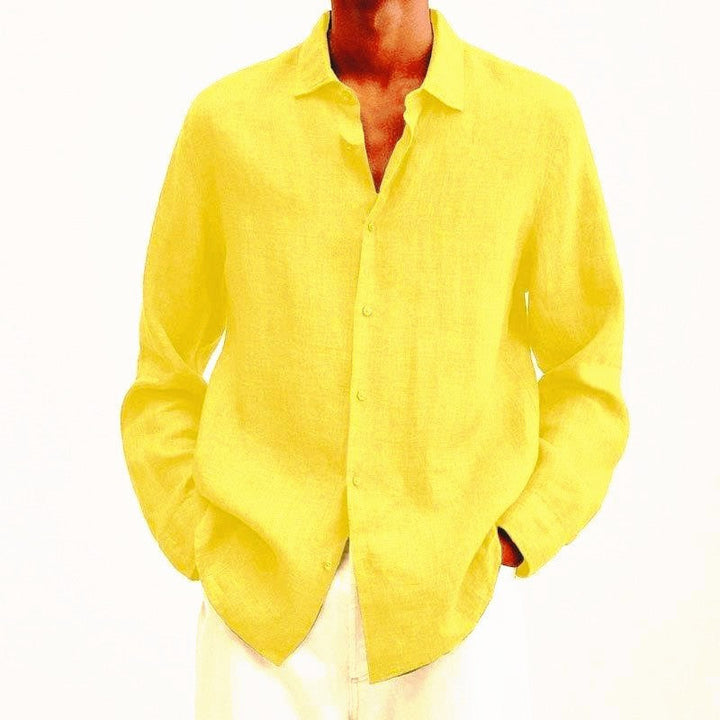 Chemise homme à manches longues en lin élégante – Coupe confortable pour le quotidien et le bureau