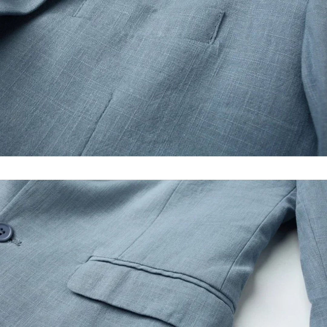 Herren Leinenblazer Elegant Atmungsaktiv Minimalistisch