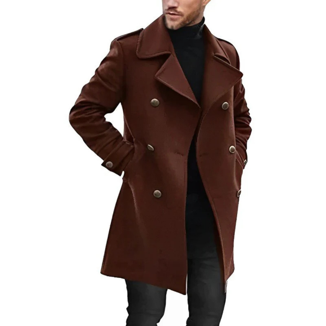 Men's Long Wool Coat in Vintage Style