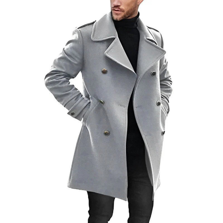 Men's Long Wool Coat in Vintage Style