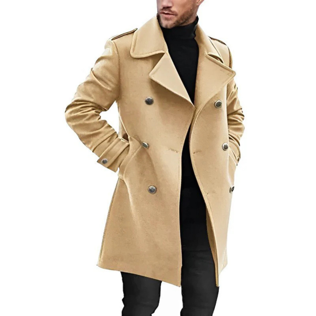 Men's Long Wool Coat in Vintage Style