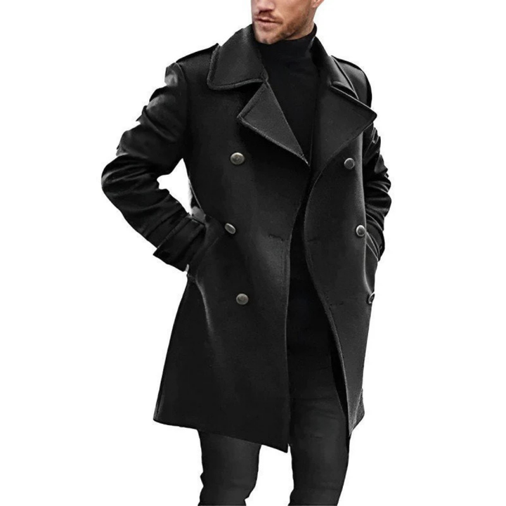 Men's Long Wool Coat in Vintage Style