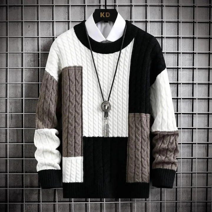 Herren Pullover Strick Rundhals Warm Bequem Longsleeve