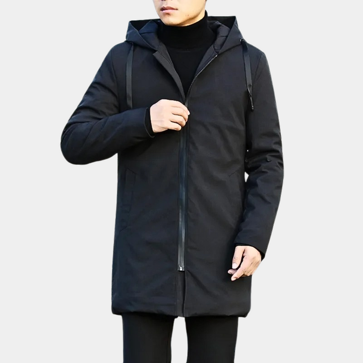 Herren-Regenjacke Lang Wasserdicht Atmungsaktiv Elegantes Design