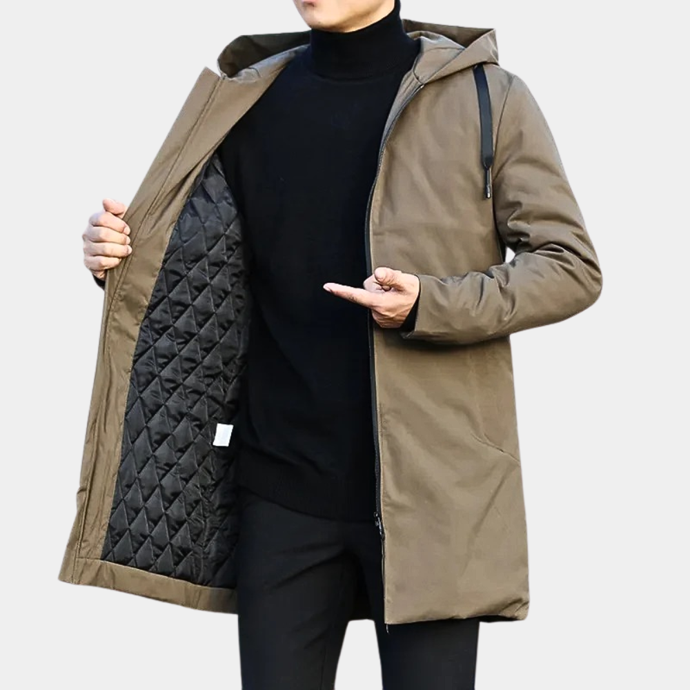 Herren-Regenjacke Lang Wasserdicht Atmungsaktiv Elegantes Design