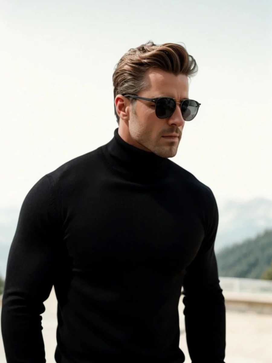 Herren Rollkragenpullover Wolle Klassisch Elegant 6