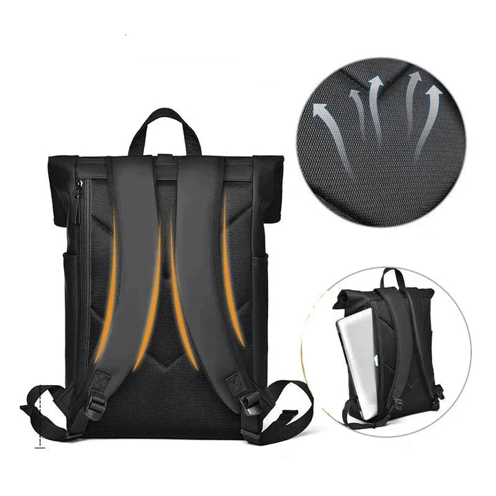 Herren Rolltop Rucksack Langlebiger Stoff Modernes Design