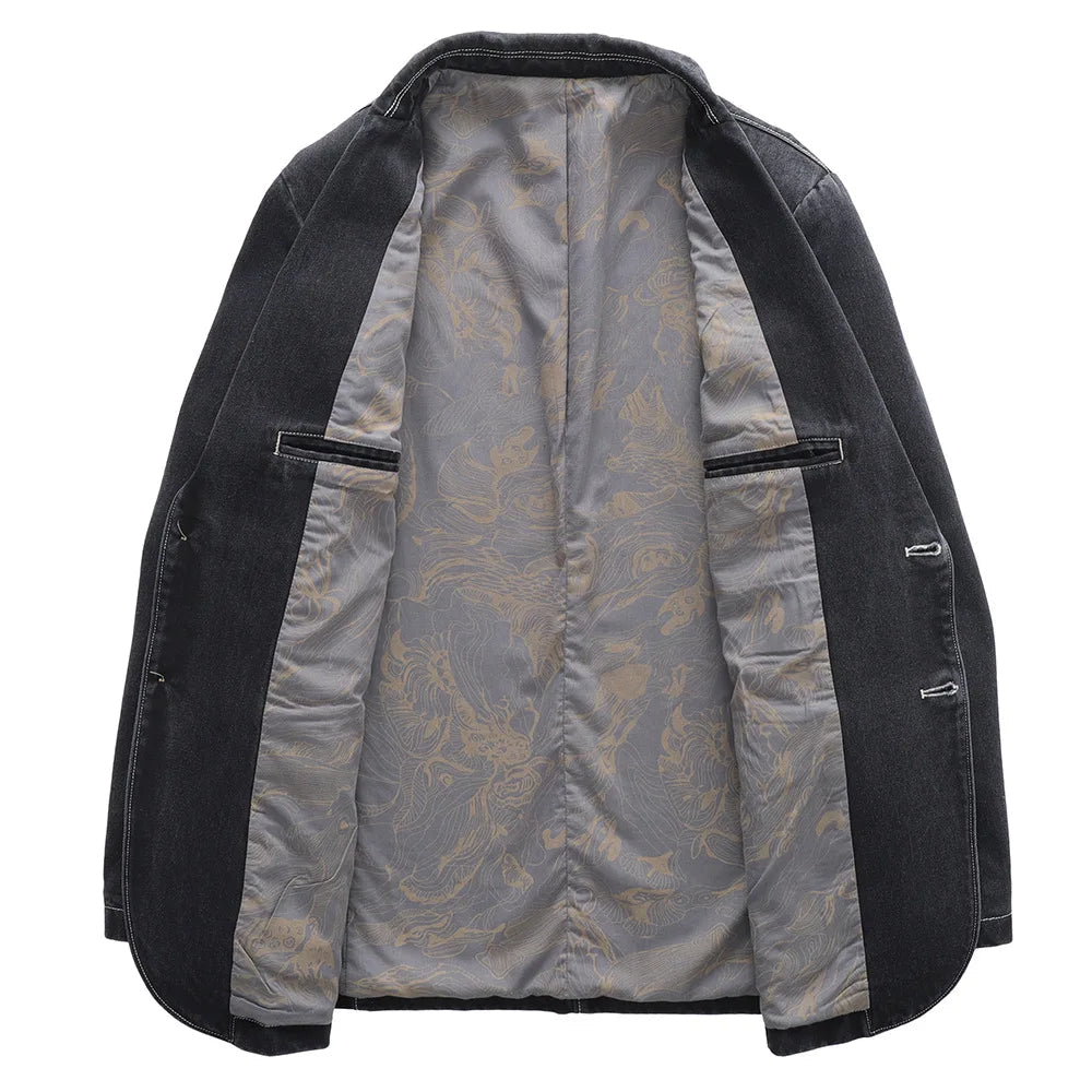 Herren Sakko Denim Lässiger Stil mit Praktischen Taschen