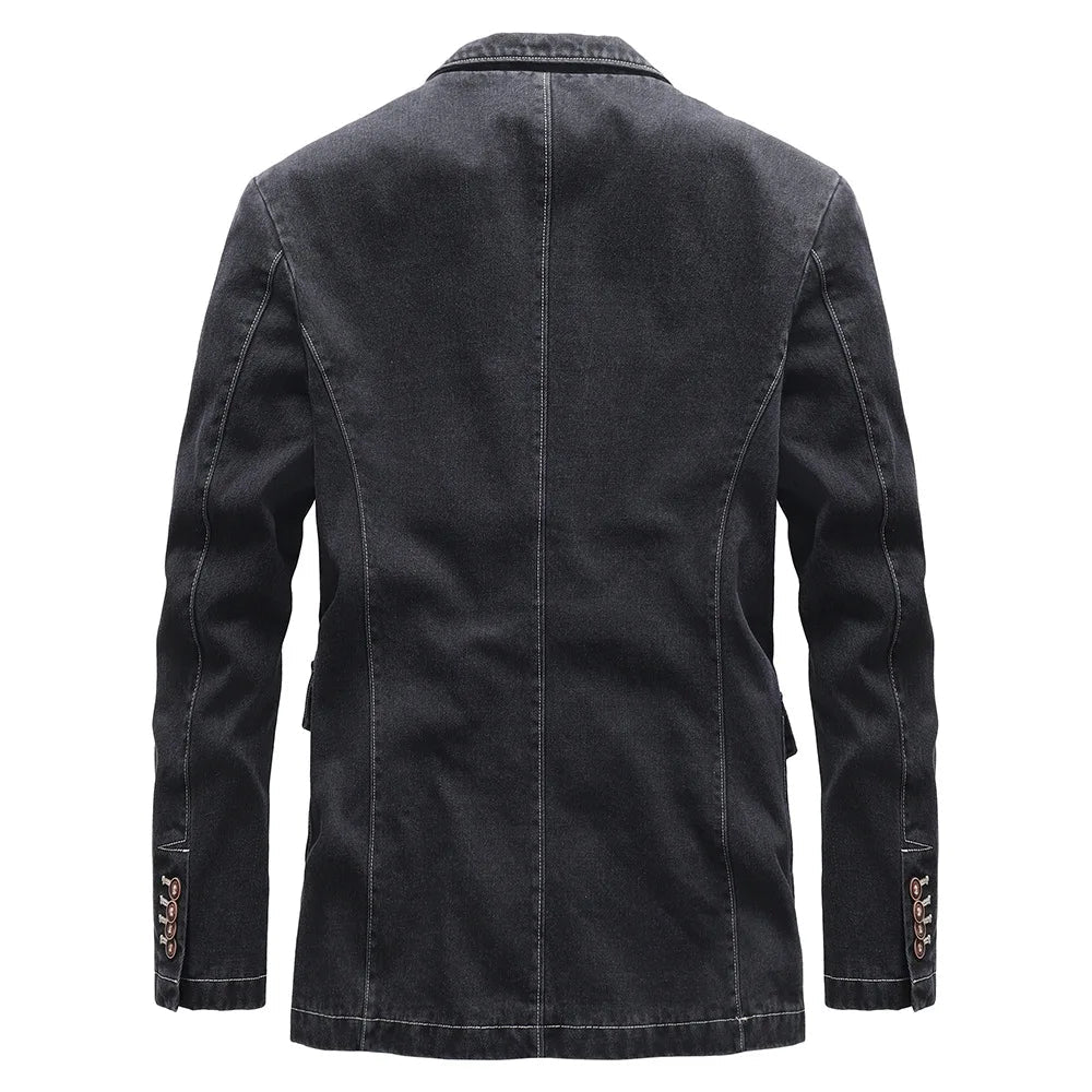 Herren Sakko Denim Lässiger Stil mit Praktischen Taschen