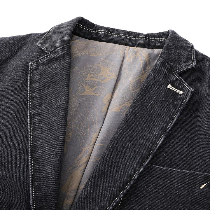 Herren Sakko Denim Lässiger Stil mit Praktischen Taschen