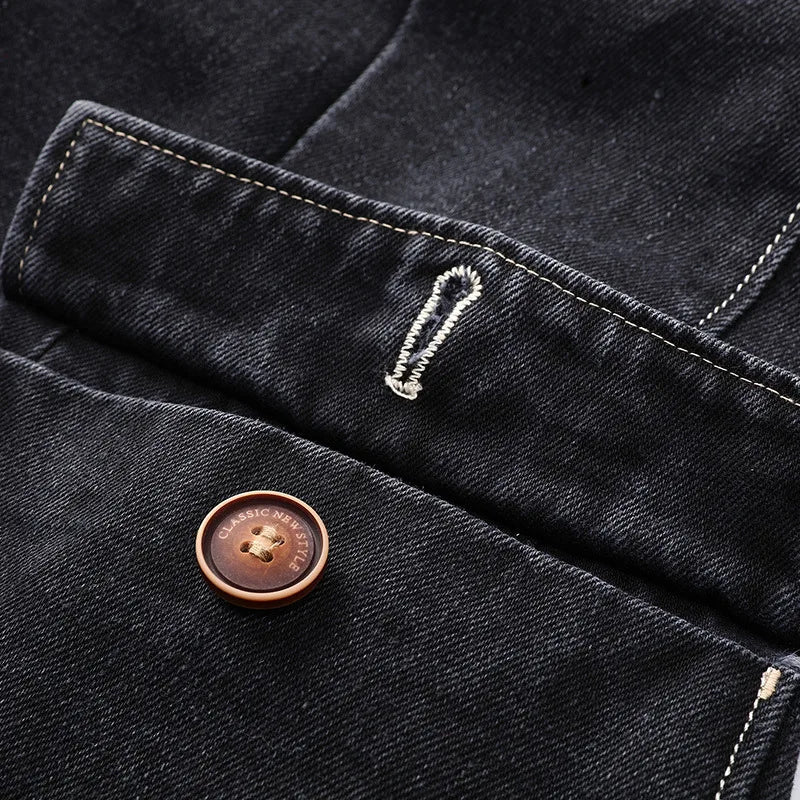 Herren Sakko Denim Lässiger Stil mit Praktischen Taschen