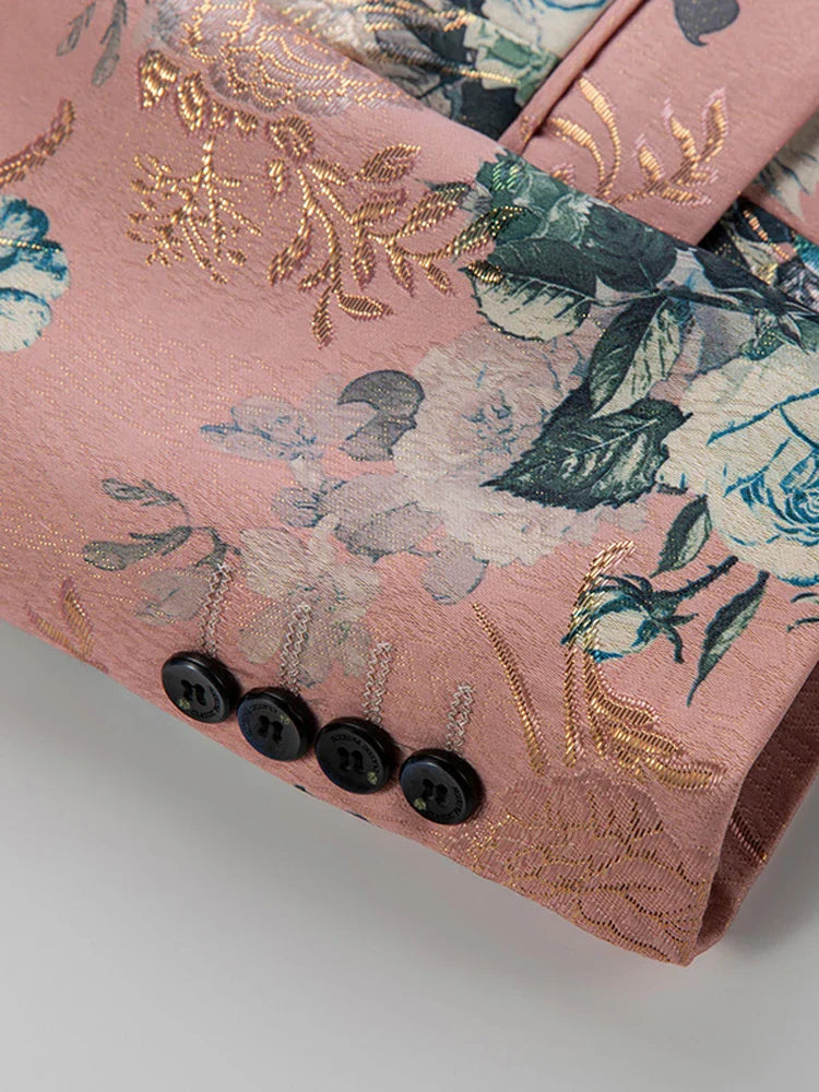 Herren Sakko Hochwertiger Stoff Floral Design