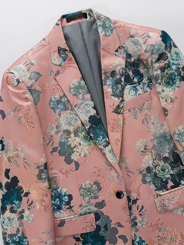 Herren Sakko Hochwertiger Stoff Floral Design