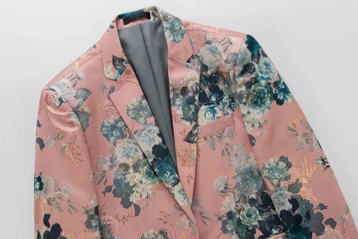 Herren Sakko Hochwertiger Stoff Floral Design